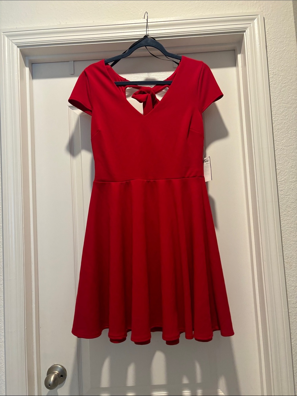 Red Fit-and-Flare Dress with Back Bow